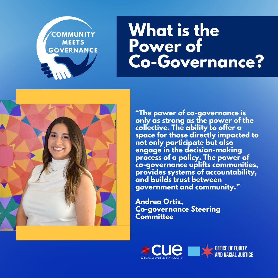 What’s the power of Co-governance? Our Co-governance Steering Committee members shared their powerful reflections on the impact of this work in Chicago. Join Andrea in making an impact! Apply to become our Co-governance Pilot Initiative by May 15th at chi.gov/co-governance.