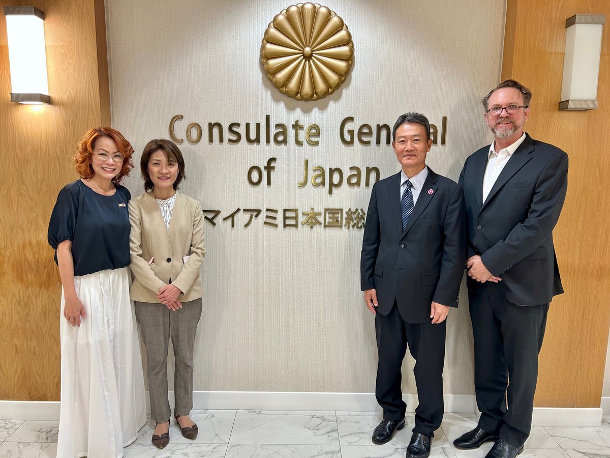 4/29: CG Nakano welcomed <a href="/CityNMB/">CityofNMB</a>'s Vice Mayor Lynn Su and <a href="/nomi_cra/">NoMi CRA</a> 's Executive Director, Mr. Adam Old, to the Consulate. They exchanged views on possible future cooperation between Japan &amp; the City of North Miami Beach in areas such as business and promotion of Asian culture.