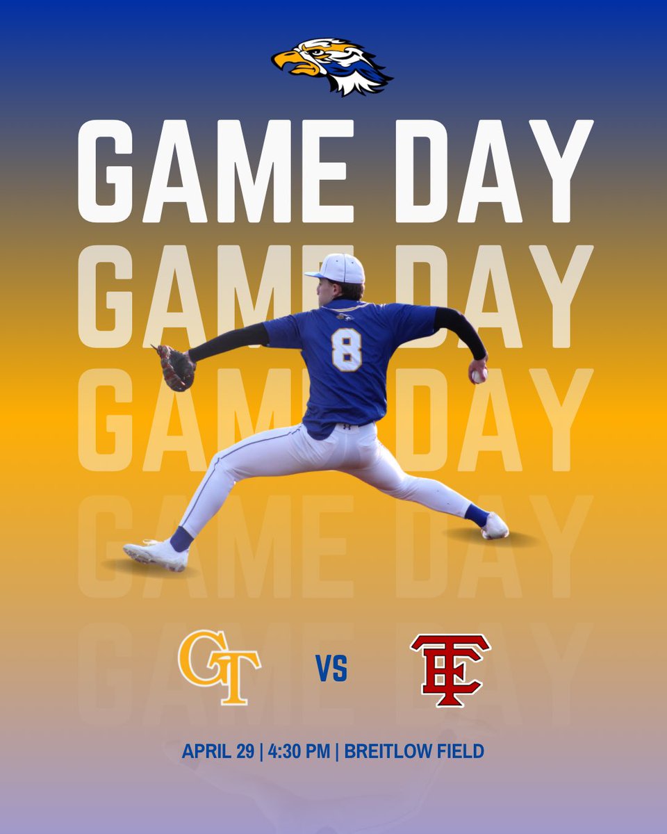 ⚾️⚾️ GTown Fans…
It’s that time again ! ! !⚾️⚾️

Your #8 🦅 Warhawks 🦅travel to Breitlow Field today for Game 2️⃣ of the series vs. the Red Raiders.
First Pitch @ 4:30pm. 
#HawkPride🦅⚾️