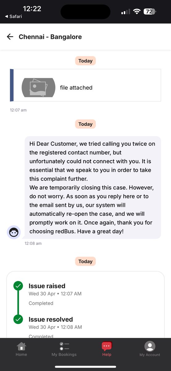 kuzon1402's tweet photo. @redBus_in This is nothing but cheating the customers, I never got any call from redBus and there is absolutely nothing wrong withy network, you just closed the case saying I was not reachable @redBus_in https://t.co/wShmYH5dop