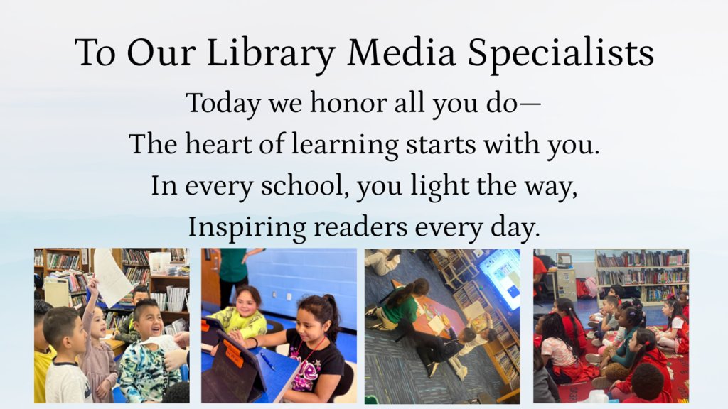 Thank you, Library Media Specialists, for filling our schools with books, imagination, and love of learning.
Our students shine because of you. ✨📖