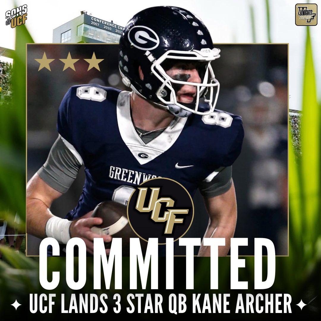 Breaking 🌴

Kane Archer, a 2026 QB out of Greenwood, Arkansas, is set to bring his championship pedigree to UCF under Scott Frost’s dynamic offense. 

The 6’1”, 205-pound signal caller is a two-time state champion and Arkansas Gatorade Player of the Year, known for his poise,