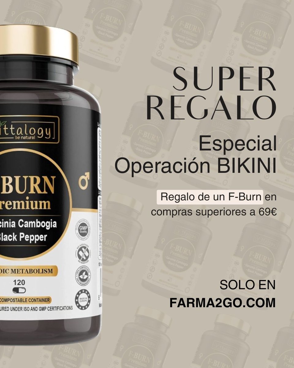 🔥 ¡Activa tu modo verano con Farma2Go y Vittalogy! 🔥 

A partir de hoy, comprar en Farma2Go tiene premio: 
Por compras superiores a 69€, te regalamos el complemento quemagrasas F-Burn Premium de Vittalogy. 

Solo hasta agotar existencias, corre a la web.

#Vittalogy #Farma2Go
