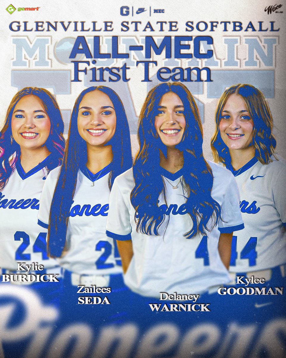 Glenville State University Softball (@gsu_softball_) on Twitter photo πππ-πππ π
ππππ ππππ!
4οΈβ£ Pioneers earned All-MEC First Team honors!
π Kylie Burdick
π Zailees Seda
π Delaney Warnick
π Kylee Goodman
ποΈ bit.ly/4lTSODQ
#GoPioneers | <a href="/TheMountainEast/">Mountain East Conf.</a> πππ-πππ π
ππππ ππππ!
4οΈβ£ Pioneers earned All-MEC First Team honors!
π Kylie Burdick
π Zailees Seda
π Delaney Warnick
π Kylee Goodman
ποΈ bit.ly/4lTSODQ
#GoPioneers | <a href="/TheMountainEast/">Mountain East Conf.</a>