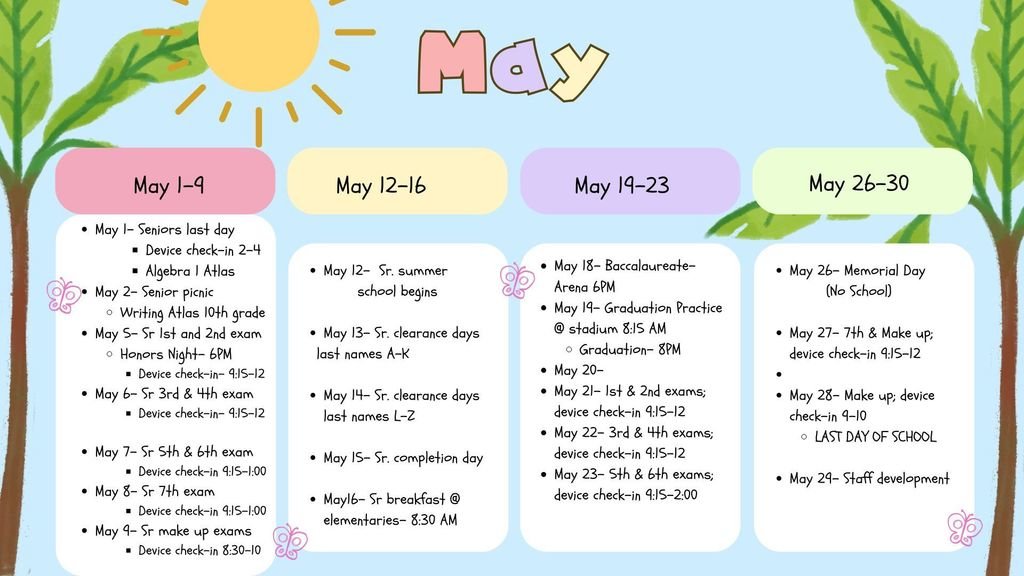 EHSGoCats's tweet image. May reminders for EHS end-of-year events!