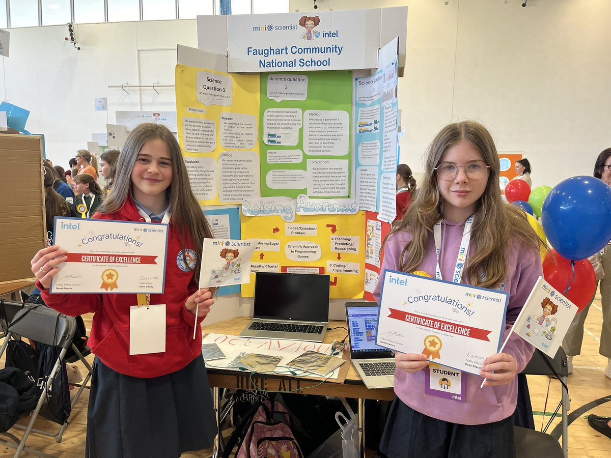 FaughartCNS's tweet photo. Huge congrats to our amazing 6th class girls who made it to the Intel Mini Scientist Grand Final!

Top 80 projects out of 7,000 across Ireland!
Your passion, creativity &amp; teamwork wowed the judges!

We’re so proud of you!
#STEMStars #GirlsInSTEM #IntelMiniScientist
🎉🧪👩‍🔬🌟 https://t.co/qoL6zdqo0Z