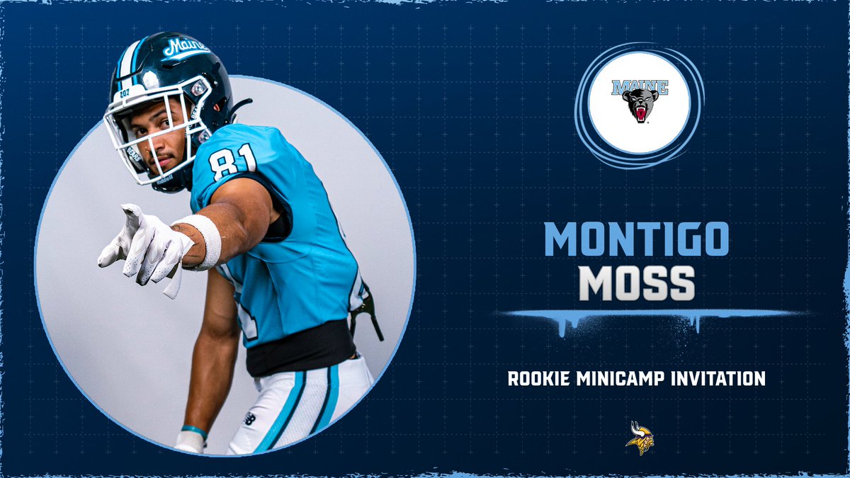 Maine Football (@blackbearsfb) on Twitter photo Congratulations to Montigo Moss who has accepted an invite to <a href="/Vikings/">Minnesota Vikings</a> rookie minicamp!
#BlackBearNation | ⬆️ Congratulations to Montigo Moss who has accepted an invite to <a href="/Vikings/">Minnesota Vikings</a> rookie minicamp!
#BlackBearNation | ⬆️
