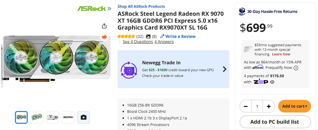 RX 9070 XT in stock for $100 above MSRP so far for an hour since being posted as a deal on reddit.

Bots haven't ruined this one yet. Is this a sign of progress?