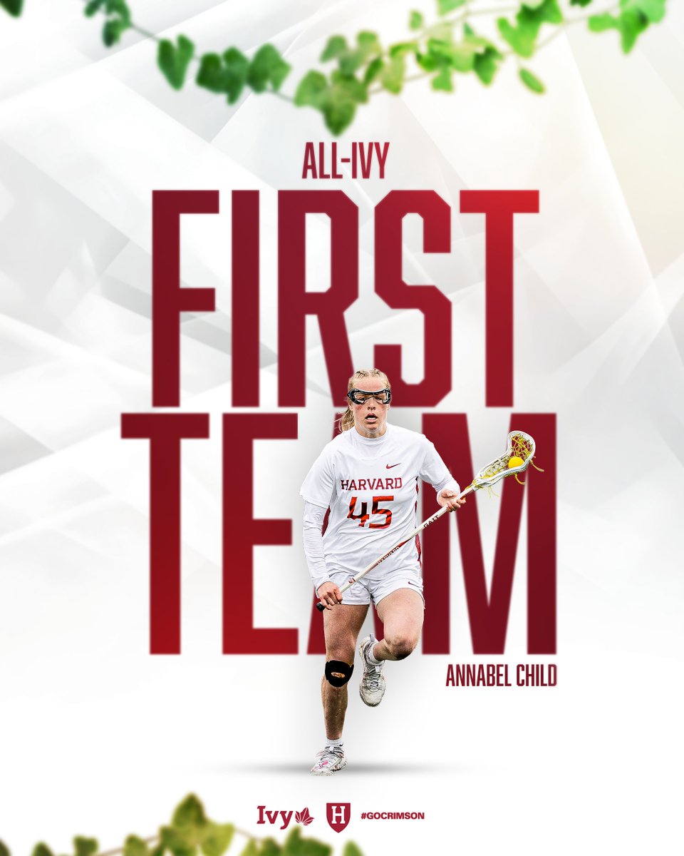 Annabel Child also lands on the first-team after a great season backstopping the Crimson defense 🍃

#HarvardWLax 
#GoCrimson