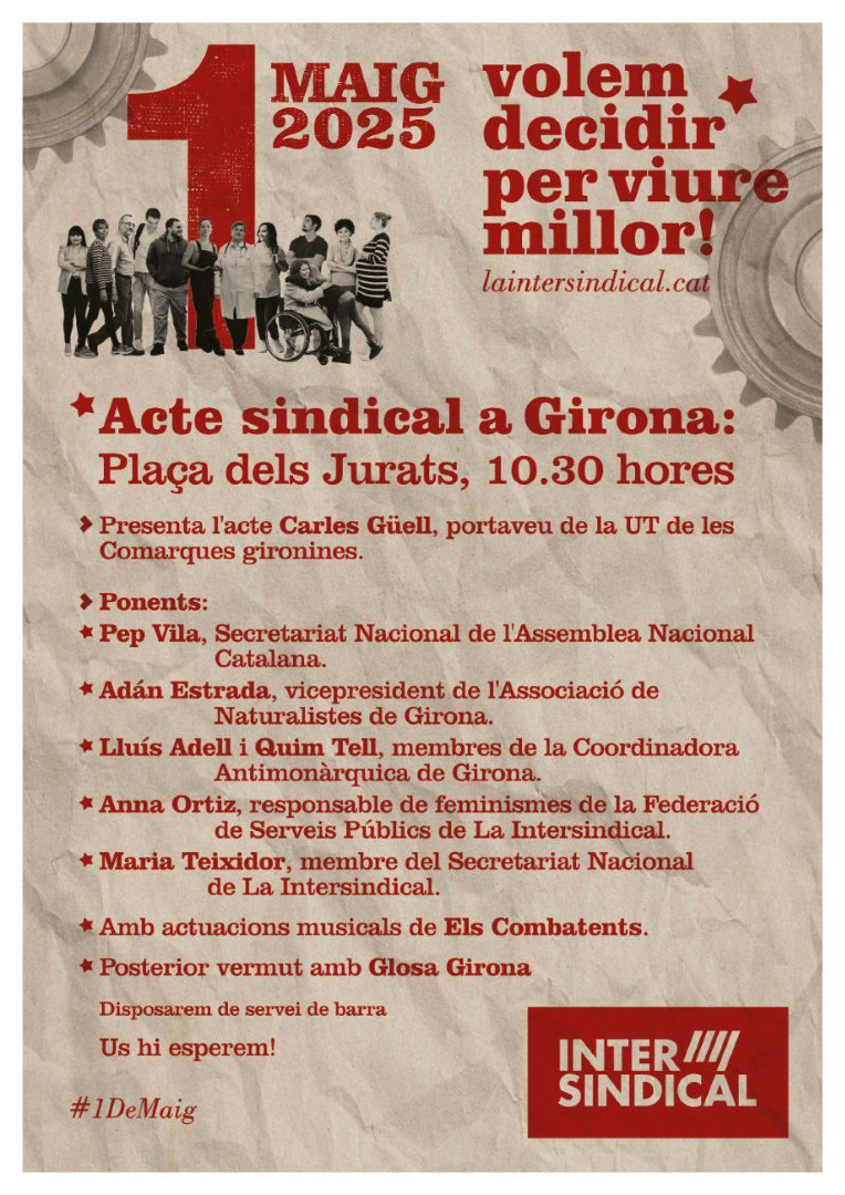 🚆 Prou regalar el nostre temps!
⏳ El transport públic ha de funcionar i estar al servei de les persones, no de l’Estat.
📢 Aquest #1DeMaig, exigim un traspàs integral de Rodalies.