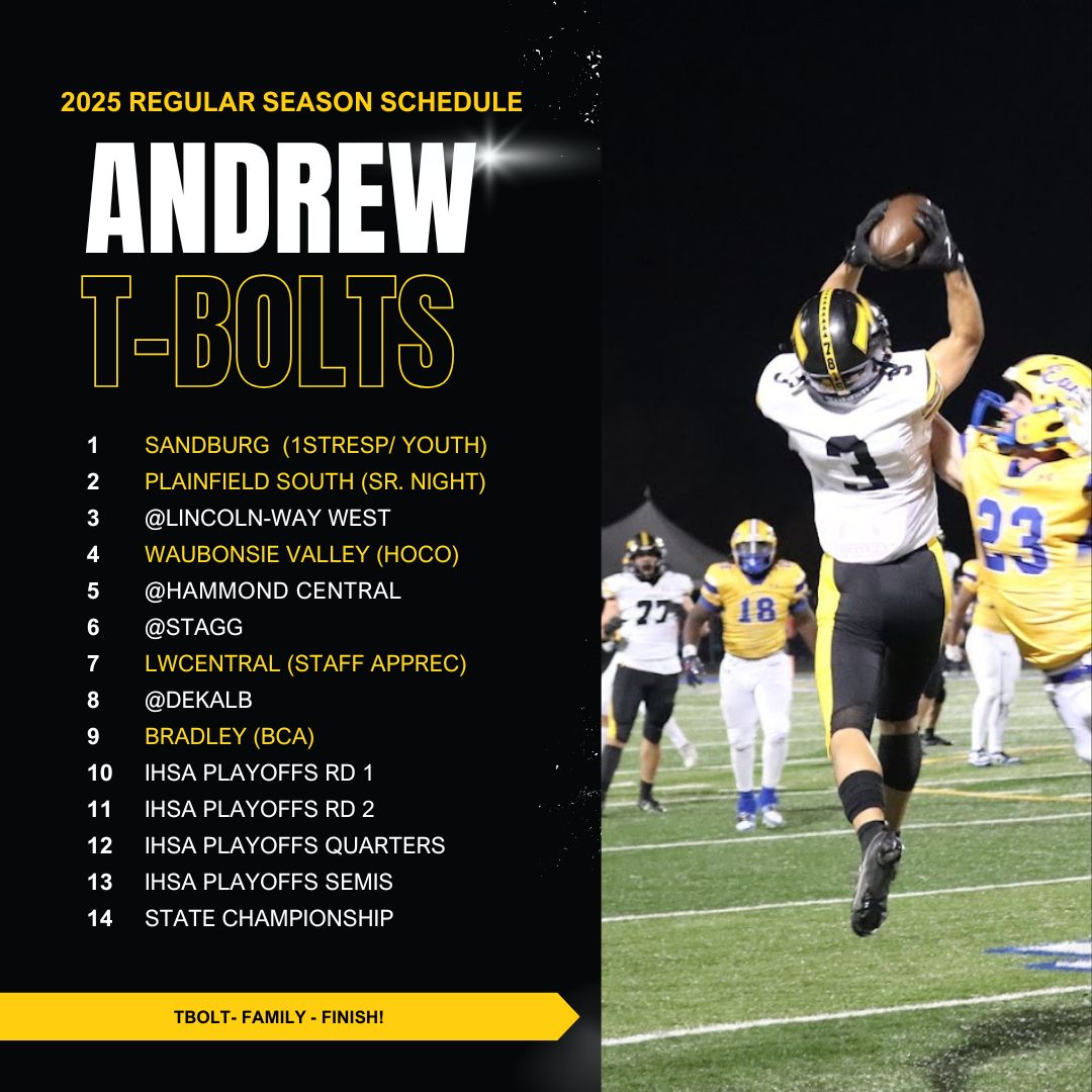 Andrew Football (@vja_football) on Twitter photo Proudly preparing to take the field in 2025. See you at OUR home-opener August 29th. Doing it the right way. FLIP THE SWITCH! TFF! <a href="/vjabolts/">Andrew Athletics</a> <a href="/AndrewHS_d230/">Victor J. Andrew High School</a> <a href="/EDGYTIM/">Timothy “EDGYTIM” OHalloran</a> Proudly preparing to take the field in 2025. See you at OUR home-opener August 29th. Doing it the right way. FLIP THE SWITCH! TFF! <a href="/vjabolts/">Andrew Athletics</a> <a href="/AndrewHS_d230/">Victor J. Andrew High School</a> <a href="/EDGYTIM/">Timothy “EDGYTIM” OHalloran</a>