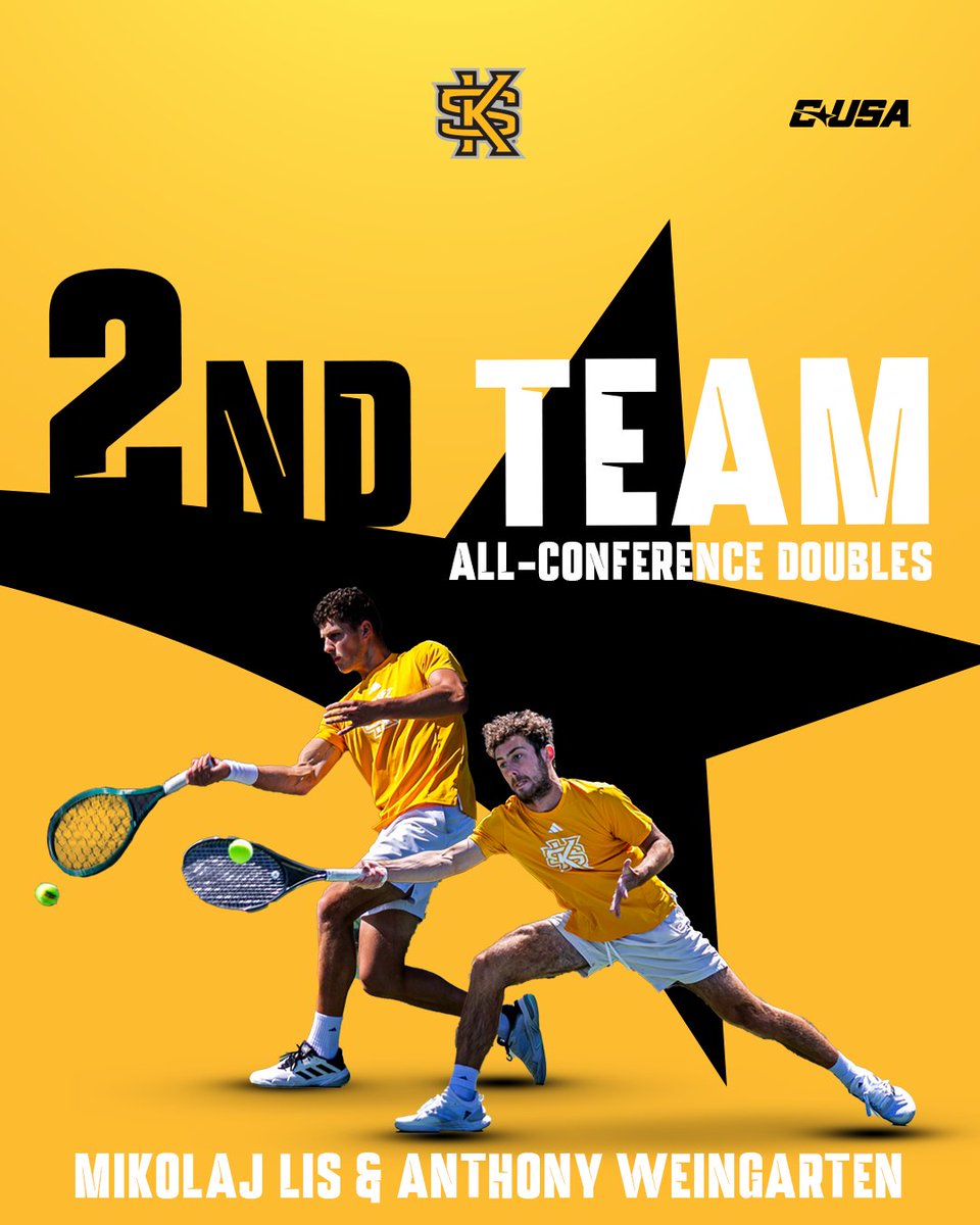 Kennesaw State MTen (@ksumenstennis) on Twitter photo Anthony Weingarten and Mikolaj Lis secured <a href="/ConferenceUSA/">Conference USA</a> All-Conference honors on Tuesday!
📰 tinyurl.com/299zo2t4
#Hootyhoo Anthony Weingarten and Mikolaj Lis secured <a href="/ConferenceUSA/">Conference USA</a> All-Conference honors on Tuesday!
📰 tinyurl.com/299zo2t4
#Hootyhoo