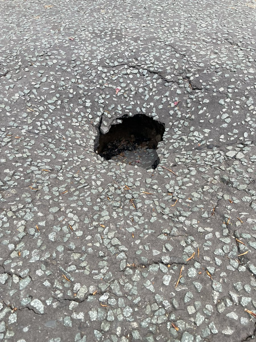 TimHermolle's tweet photo. Sink hole in the making on Portland Road/Winton Road in #Altrincham -it may not look much now but it looks like the road is about to collapse https://t.co/hkbdy1qys5