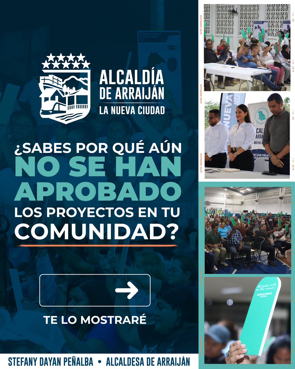 Stefanypenalba's tweet photo. Ciudadanos conozca las razones del atraso en Arraiján. 
Le pedimos a la comisión de hacienda que aprueben las resoluciones de los proyectos que la comunidad ya lo APROBÓ en audiencia pública con la participación de la AND. 
Tantos años en atraso y todavía siguen dándole largas. https://t.co/4x15wZRo97