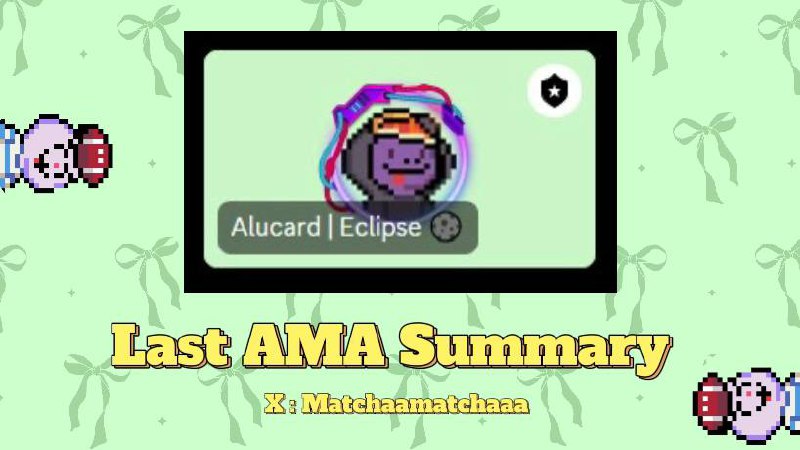 matchaamatchaaa's tweet photo. Matcha is here with a summary of the @EclipseFND AMA.   
As always, thank you to my dear @Alucard_eth for hosting this AMA. 💚

Quick mining UI update: devs fixed some bugs, finalizing testing, and it's dropping soon with staking. No UI leaks for now, you’ll see the full rollout in a few days. Patience, it’s coming.

Sybils update: It’s a process, but going well. Spotting wallets with unusual activity, cross checking Twitter and Discord behaviors, and reviewing bonus allocations. Auto clickers come in different forms, some spamming nonstop, others varying click intervals various ways to detect them.

Binance listing? Hard to judge, it depends on market conditions, not just being listed. Biggest impact is how distribution happens. Exchange listings bring liquidity, but terms matter.
Exchange listings aren’t black and white context matters. In bullish markets, exchanges list freely due to high liquidity, but in bearish conditions, they become predatory, demanding high allocation fees.

Rumors around supply movement? No comment, wait for the economics release for a full picture.

Staking and mining UI launching together is intentional, it improves user flow and avoids frustrations with separate rollouts.    
Staking auto compounds as you mine, encouraging holding rather than dumping.

more info? read below👇
