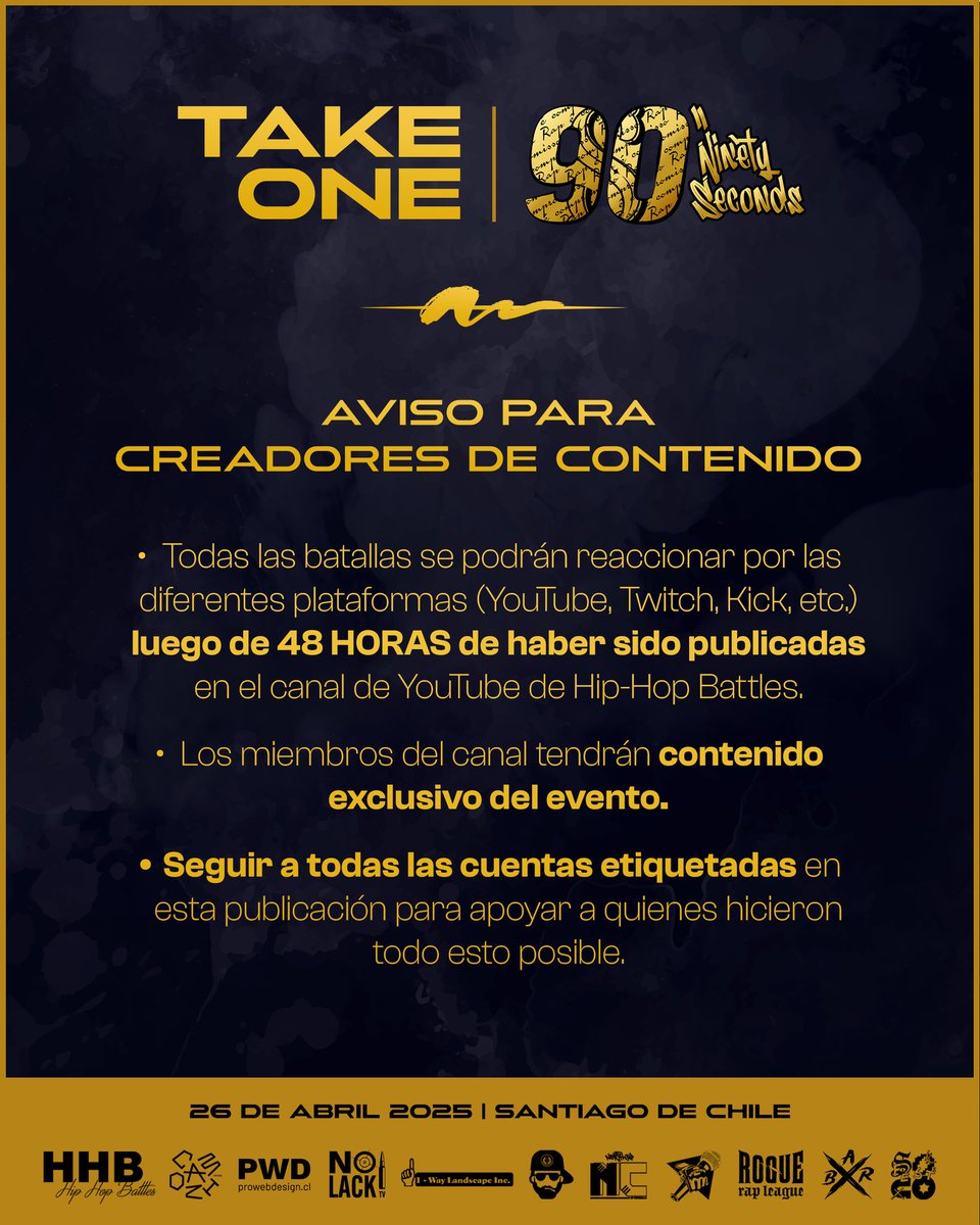 IMPORTANTE 🚨🚨🚨
Todas las cuentas para seguir están en la publicación de IG en Hip-Hop Battles 🤜🏽🤛🏽 Se agradece el apoyo para que esto pueda seguir creciendo 🤘🏽