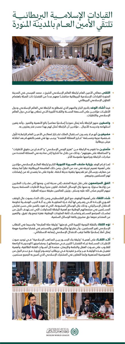 رابطة العالم الإسلامي (@mwlorg) on Twitter photo مساء اليوم في المدينة المنورة:
القيادات الإسلامية البريطانية تلتقي معالي الأمين العام فضيلة الشيخ د. #محمد_العيسى <a href="/MhmdAlissa/">Mohammed Al-Issa محمد العيسى</a>
خمسة محاور رئيسية ناقشَها اللقاء .. تعرّفْ عليها: مساء اليوم في المدينة المنورة:
القيادات الإسلامية البريطانية تلتقي معالي الأمين العام فضيلة الشيخ د. #محمد_العيسى <a href="/MhmdAlissa/">Mohammed Al-Issa محمد العيسى</a>
خمسة محاور رئيسية ناقشَها اللقاء .. تعرّفْ عليها: