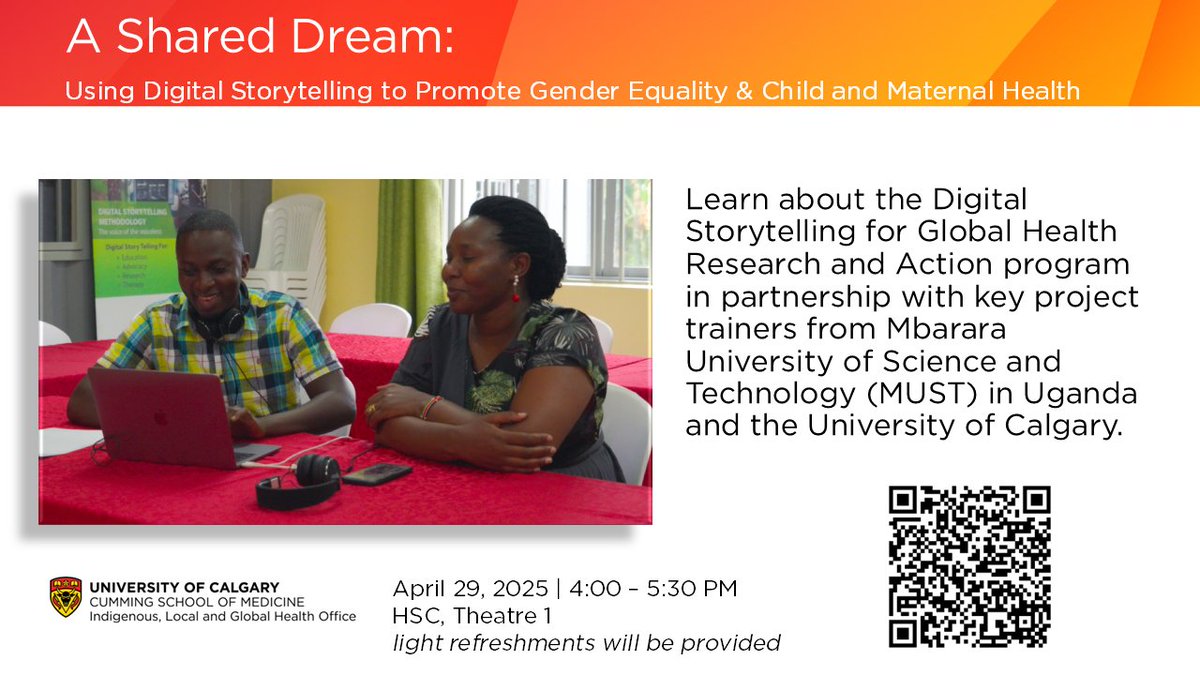 O'Brien Institute for Public Health (@obrien_iph) on Twitter photo Happening today! Join <a href="/UCalgaryMed/">UCalgaryMedicine</a>'s ILGH Office this evening to learn how digital storytelling can be used to promote gender equality and child and maternal health.
More info & registration: go.ucalgary.ca/2025-04-29Digi…
@CSMEngage Happening today! Join <a href="/UCalgaryMed/">UCalgaryMedicine</a>'s ILGH Office this evening to learn how digital storytelling can be used to promote gender equality and child and maternal health.
More info & registration: go.ucalgary.ca/2025-04-29Digi…
@CSMEngage