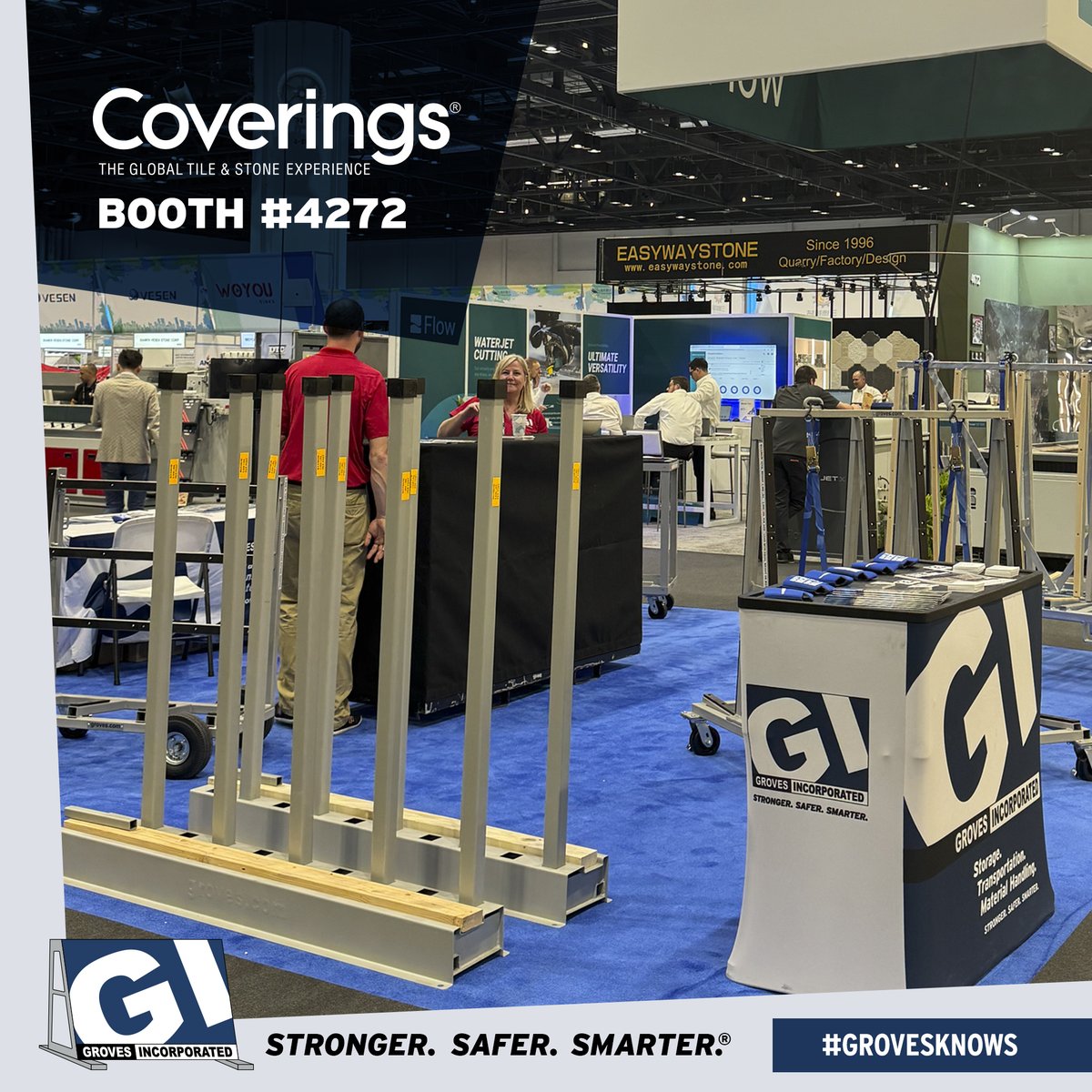 GrovesInc's tweet image. We're excited to kickoff @Coverings 2025 today!  Come see us at Booth 4272 — we’re showcasing our latest products for fabricating, storing, and transporting your stone projects. Built stronger. Designed safer. Stop by, meet the team and see what’s new!
#coverings2025 #grovesknows