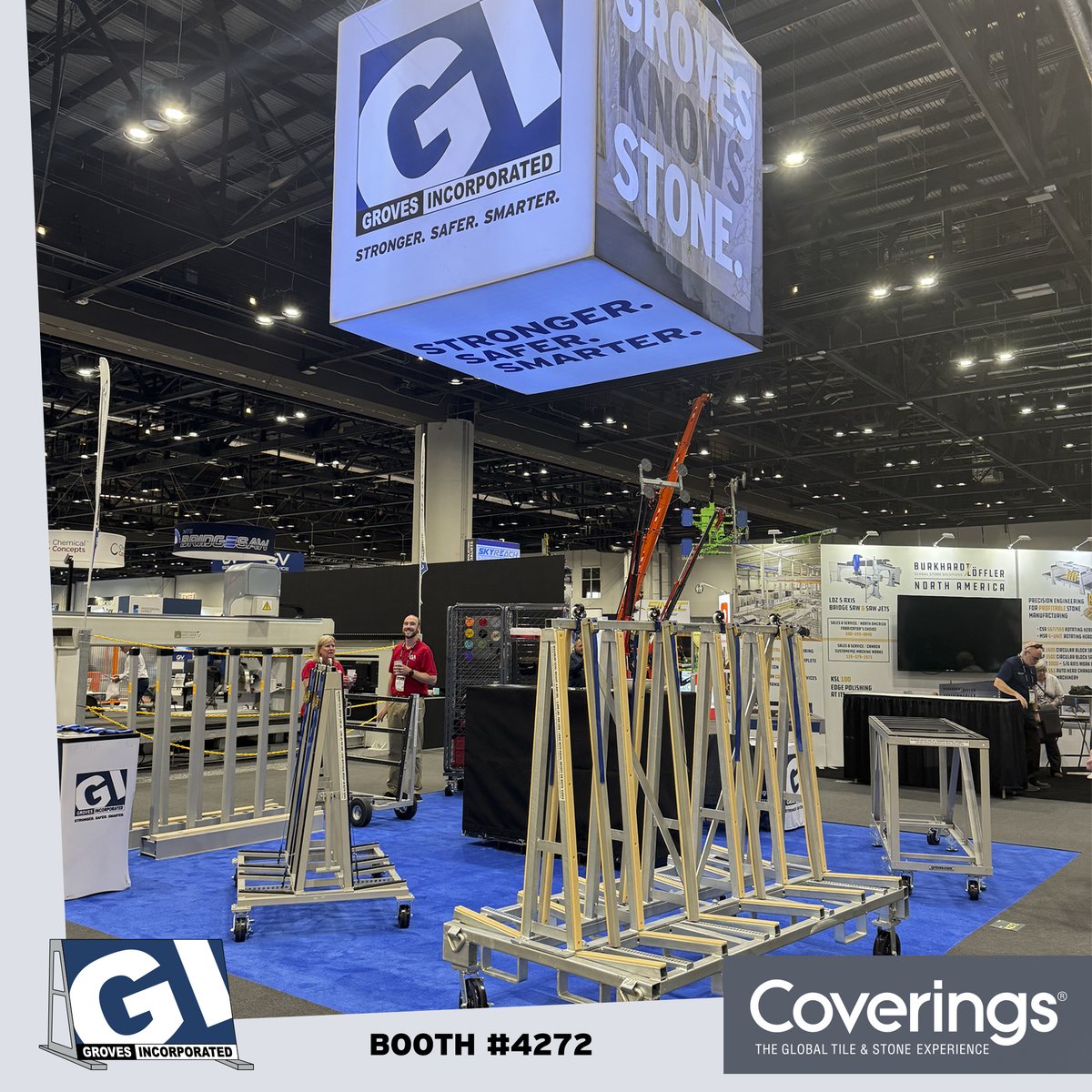 GrovesInc's tweet image. We're excited to kickoff @Coverings 2025 today!  Come see us at Booth 4272 — we’re showcasing our latest products for fabricating, storing, and transporting your stone projects. Built stronger. Designed safer. Stop by, meet the team and see what’s new!
#coverings2025 #grovesknows