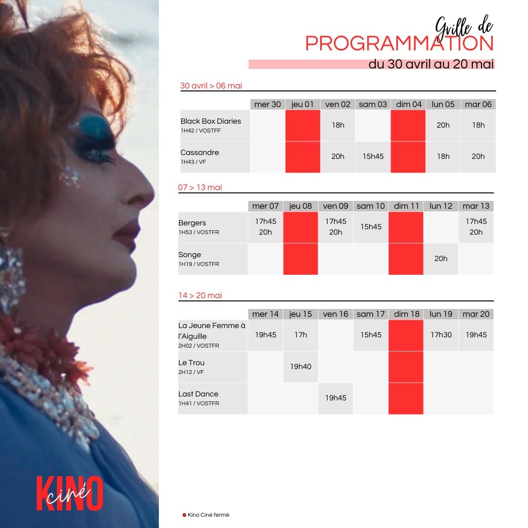 🌟Programme du 30 avril au 20 mai📷kino-cine.com📷