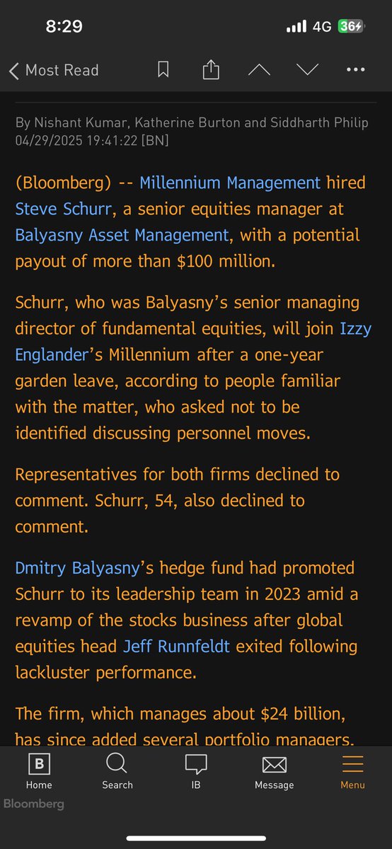 Scoop: Millennium Poaches Balyasny’s Schurr With $100 Million Offer