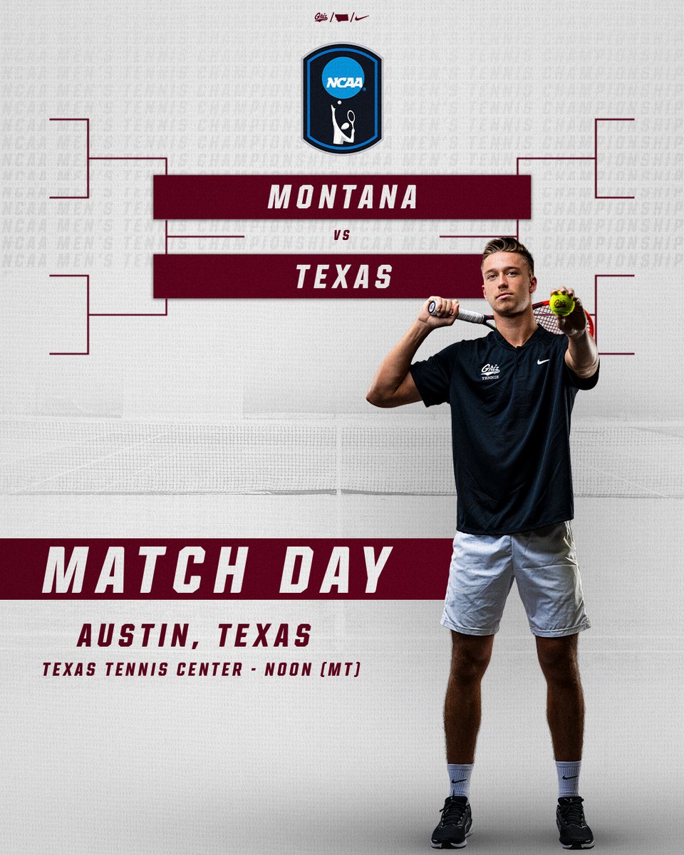 𝗡𝗖𝗔𝗔 𝗧𝗢𝗨𝗥𝗡𝗔𝗠𝗘𝗡𝗧 𝗠𝗔𝗧𝗖𝗛 𝗗𝗔𝗬!

🆚 Texas
⏰ Noon (MT)
📍 Austin, TX
💻 bit.ly/4ddx6a5
📊 bit.ly/44ha8w6

#GrizMTEN #BigSkyTennis #GoGriz