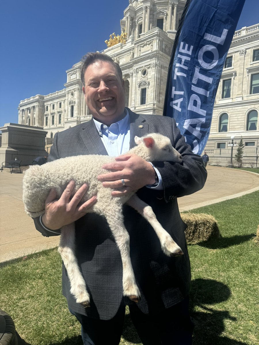 threeriverspark's tweet image. Representative @votekeithallen is a farmer and knows a thing or two about baby lambs.