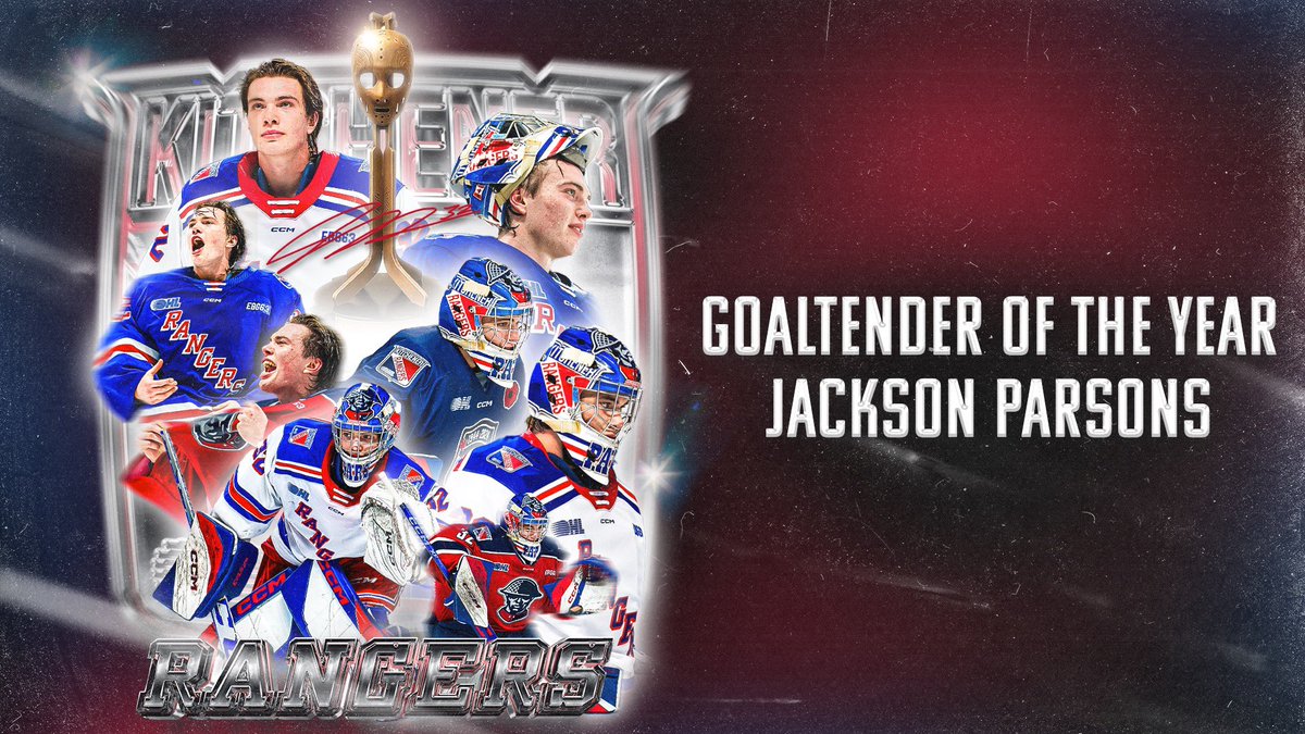 Him. 

Jackson Parsons wins OHL Jim Rutherford Goaltender of the Year‼️

#BattleBuilt #OHLRangers