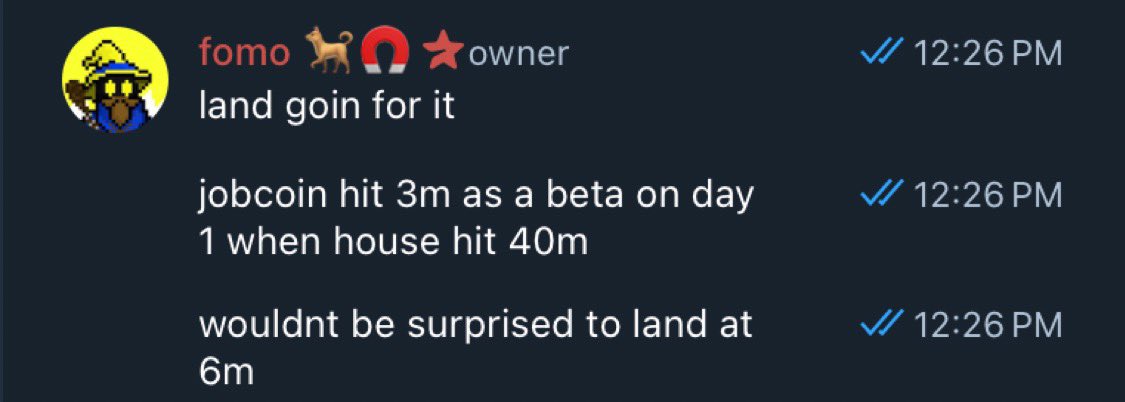 I’m glad to see <a href="/fomomofosol/">fomo 🧠</a> hop on board. We got him after 4h 

This dude is wholesome and he for sure is a $land owner