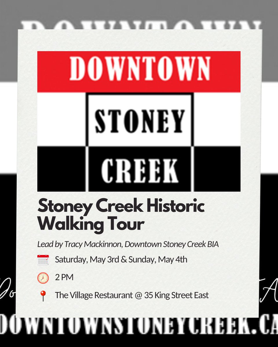 Come to our walk on Saturday or Sunday 🏙️ Stoney Creek Historic Walking Tour 📷 A little village with big significance to Canada's history. Lead by Downtown Stoney Creek BIA. #HamiltonEvents #JanesWalk #janeswalkhamilton