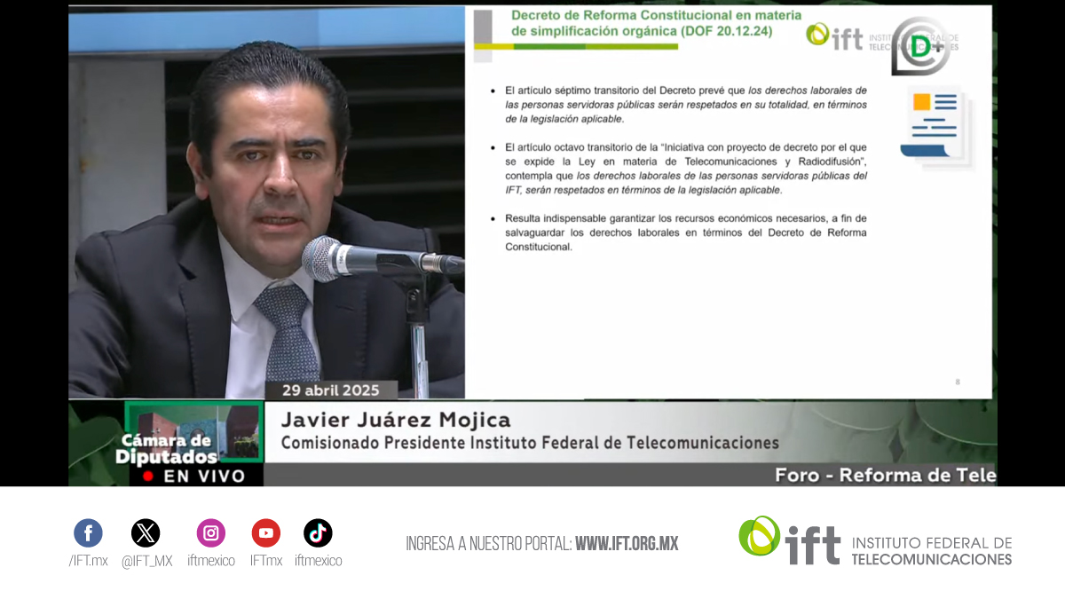 El Comisionado <a href="/juarezmojica/">Javier Juárez Mojica - 墨会兴。</a> destacó que todos  los resultados de los que hoy da cuenta el  #IFT se alcanzaron gracias a la alta especialización y capacidad técnica de su talento humano, por lo que solicitó el apoyo del poder legislativo para que se doten los recursos necesarios