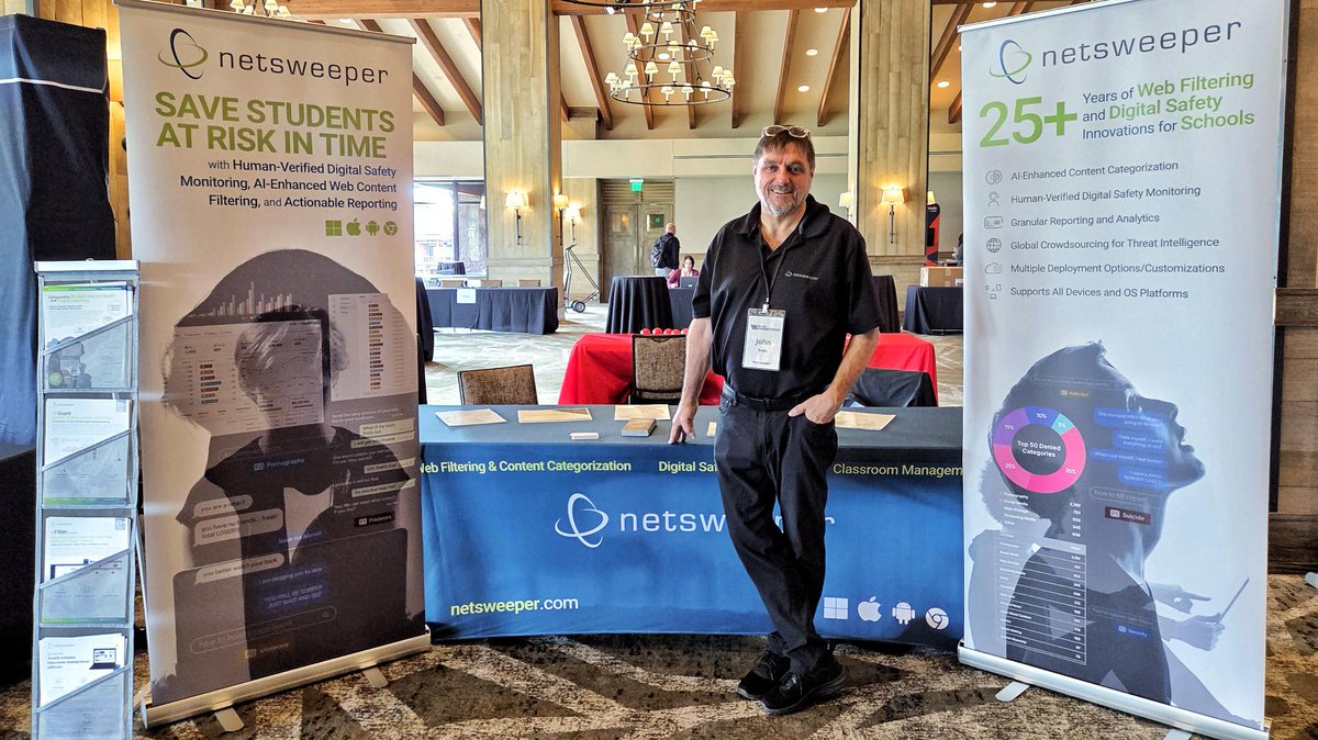 netsweeper's tweet image. We&apos;re here and ready for you at #WiscNet! Be sure to stop by our booth to see our solutions in action and discuss how we can support your school’s online safety goals — we&apos;ll be here until 7PM: bit.ly/4iLd5sO