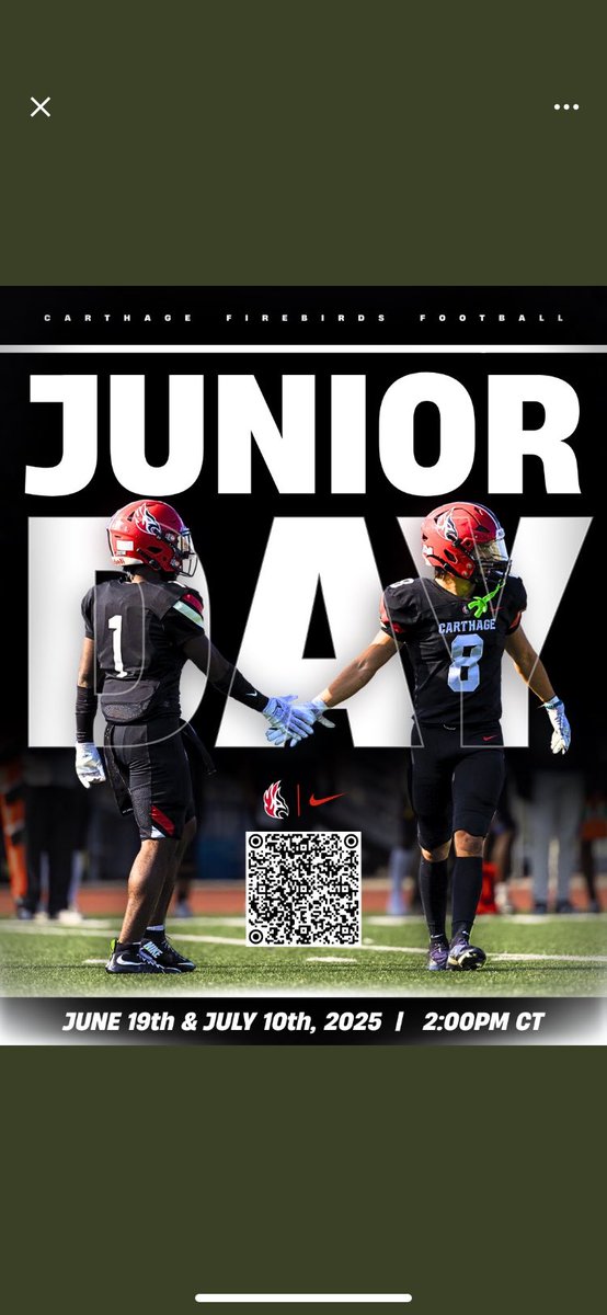 Thank you <a href="/CoachKruse62/">Rob Kruse</a> <a href="/CarthageFB/">Carthage Football</a> for the Junior day invite!@LWWestWarriorFB