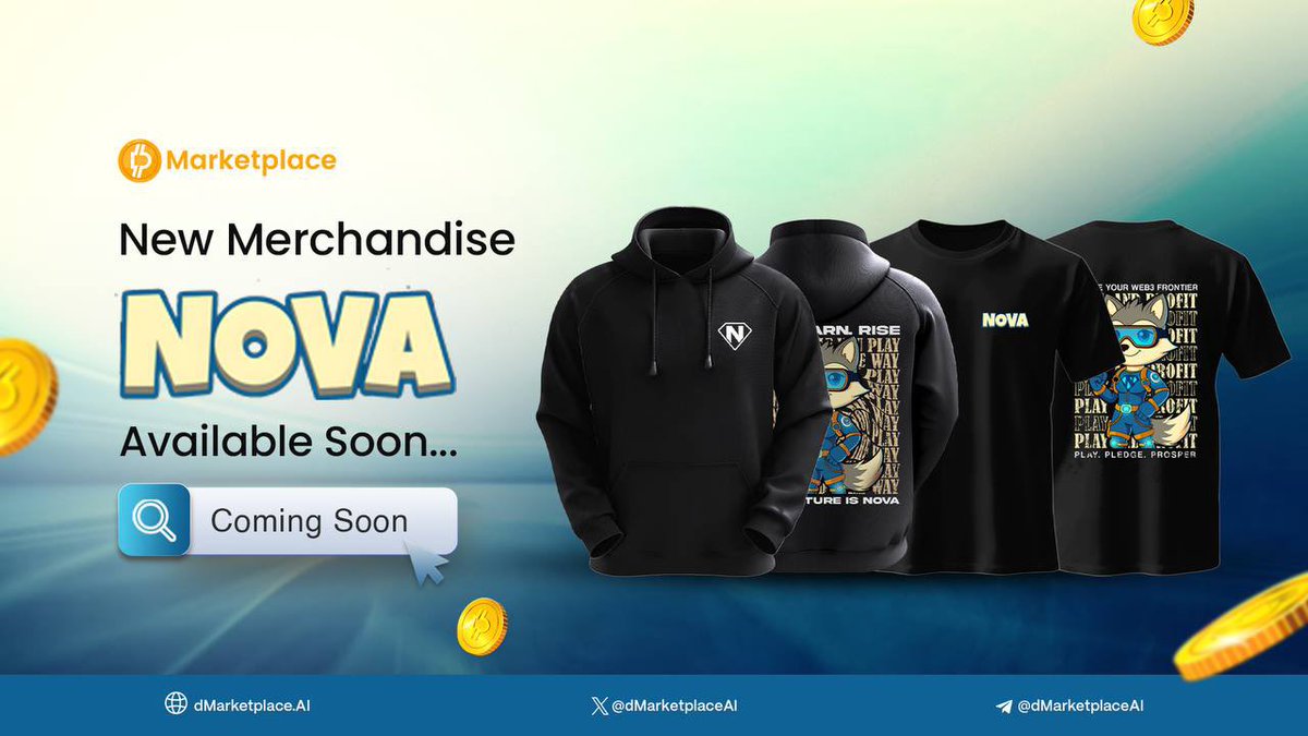 🎁 We’re giving away NOVA MERCH!

👕 3x T-Shirts &amp; 1x Hoody up for grabs

How to enter:
1.Follow <a href="/novafoxcronos/">Nova Fox</a> 
2.Follow <a href="/dMarketplaceAI/">dMarketplace</a> 
3.Post why YOU deserve this epic Nova drip — creativity wins!
4.   Like and RP

Winners announced soon
Let’s see who’s got