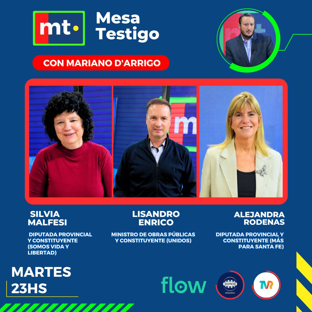 Este martes en #MesaTestigo con 
🔸 <a href="/Malfesi/">Silvia A. Malfesi</a>
🔸 <a href="/rodenasale/">Alejandra Rodenas ☀️</a>
🔸 <a href="/lisandroenrico/">Lisandro Enrico.</a>

🖊️ <a href="/mdarrigo/">Mariano D'Arrigo</a>

▶️Martes 23hs también en nuestro YouTube: youtube.com/@mesatestigo
📺 <a href="/SomosRosarioOK/">Somos Rosario</a>  
📺 <a href="/tvregional2/">Televisión Regional Rosario</a>
