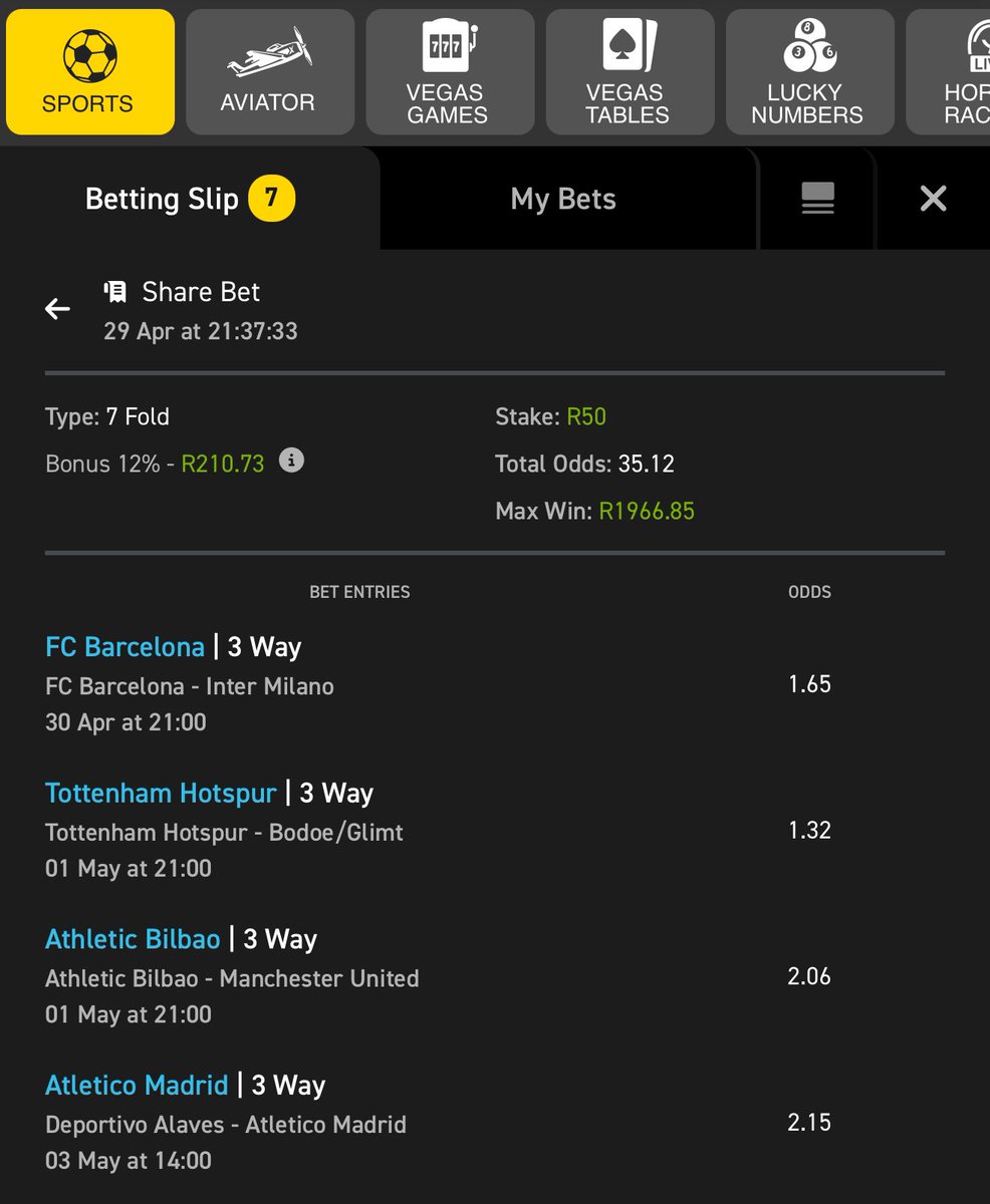 1/3 | 35 odds on <a href="/Easybet_SA/">Easybet South Africa</a> 

🔑 Bet slip code 👉🏽 03-198177

Copy my bet slip here: easybet.co.za/sports?bookedB…  

Not yet on Easybet? 

Sign up using my promo code
👉🏽 GURRU50 to get a R50 Sign up bonus + 25 bonus spins 

Join here 👉🏽 ebpartners.click/o/C3eXSx 

18 + | T&amp;CS Apply