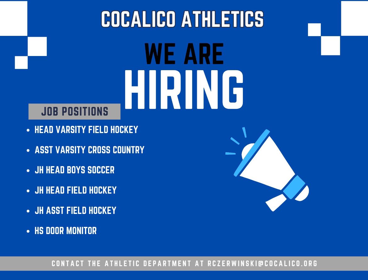 We are currently seeking passionate and dedicated coaches to join our Cocalico Athletic program.

If you are committed to the development of student athletes both on and off the field, we’d love to hear from you.

Feel free to contact us at 717-336-1450.