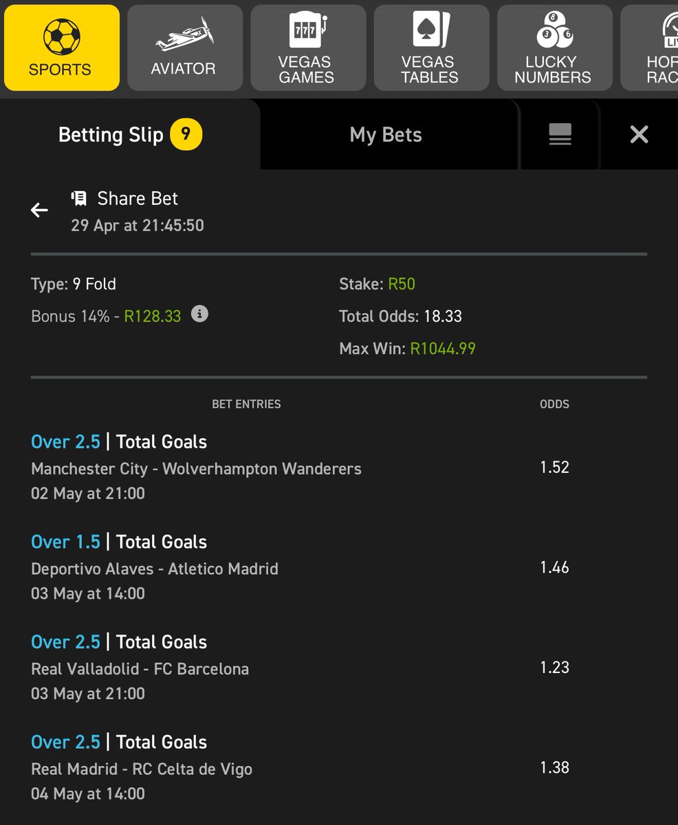 2/3 | 18 odds on <a href="/Easybet_SA/">Easybet South Africa</a> 

🔑 Bet slip code 👉🏽 03-198184

Copy my bet slip here: easybet.co.za/sports?bookedB…

Not yet on Easybet? 

Sign up using my promo code
👉🏽 GURRU50 to get a R50 Sign up bonus + 25 bonus spins 

Join here 👉🏽 ebpartners.click/o/C3eXSx 

18 + | T&amp;CS Apply