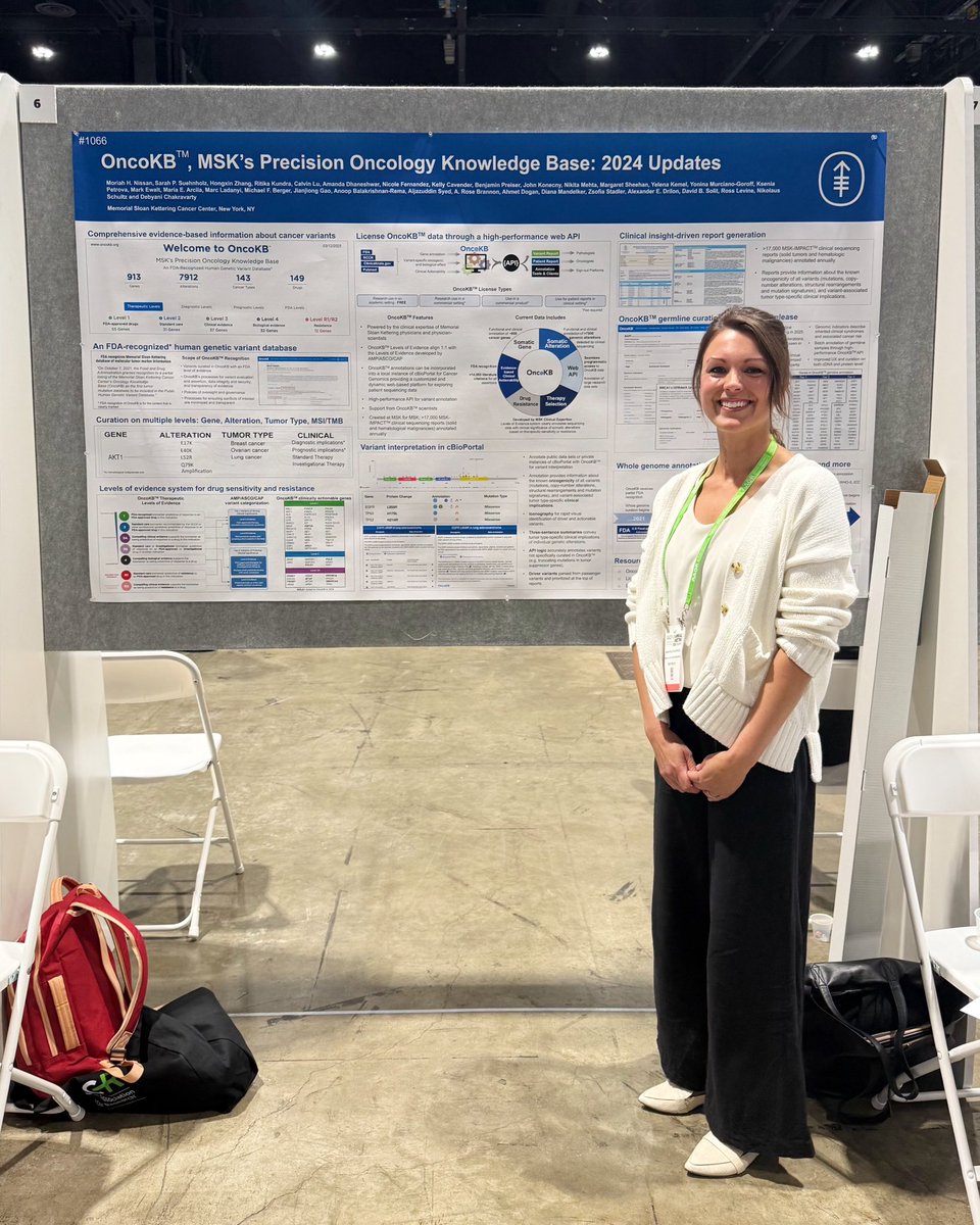 Memorial Sloan Kettering Cancer Center (@mskcancercenter) on Twitter photo Poster sessions at #AACR25 are underway!
<a href="/MoriahNi_Phd/">Moriah Heller Nissan, PhD</a> and <a href="/SPSuehnholz/">Sarah Phillips Suehnholz</a> shared updates on <a href="/OncoKB/">OncoKB™</a>, MSK’s precision oncology knowledge base. In 2024, 17 new biomarkers and 26 therapies were added, further advancing targeted #cancer care. 🧬 <a href="/AACR/">AACR</a> Poster sessions at #AACR25 are underway!
<a href="/MoriahNi_Phd/">Moriah Heller Nissan, PhD</a> and <a href="/SPSuehnholz/">Sarah Phillips Suehnholz</a> shared updates on <a href="/OncoKB/">OncoKB™</a>, MSK’s precision oncology knowledge base. In 2024, 17 new biomarkers and 26 therapies were added, further advancing targeted #cancer care. 🧬 <a href="/AACR/">AACR</a>