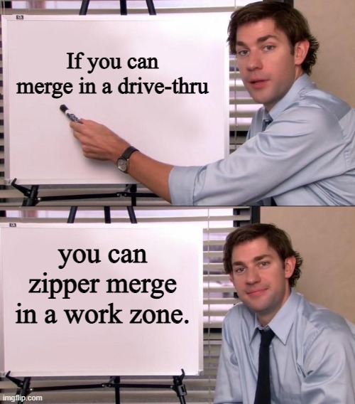 It’s #NationalZipperDay and we’d like to take this time to remind you: in construction zones with heavy traffic, use both lanes and take turns at the merge point—just like you would at the drive-thru 👍 Learn more: mndot.gov/zippermerge