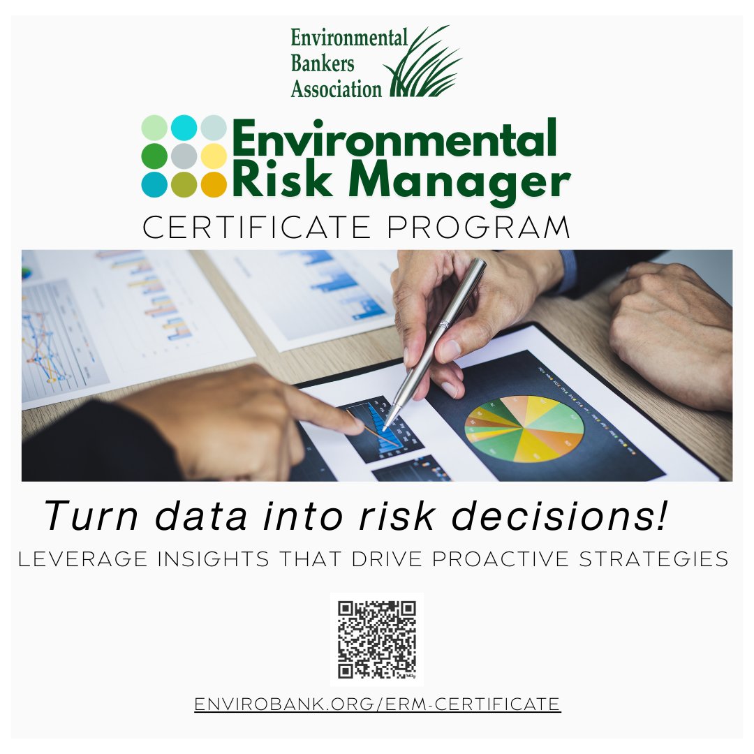 ERM Certificate Program | July Course Registration
Sign up for the next course beginning on July 17th.
Registration is limited to 25 participants. Secure your spot today! envirobank.org/page/ERM-Certi…