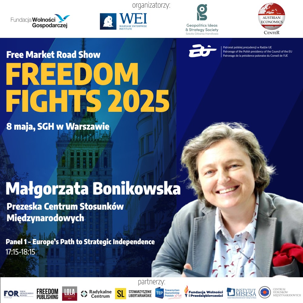 💥Kogo spotkasz na Freedom Fights 2025? Przedstawiamy dr Małgorzatę Bonikowską⬇️

W panelu o drodze do niezależności Europy wystąpi <a href="/M_Bonikowska/">@MBonikowska</a>  - politolożka, prezeska CSM i ośrodka THINKTANK, a także wykładowczyni na Uniwersytecie Warszawskim i Uczelni Vistula.

Sprawdź całą