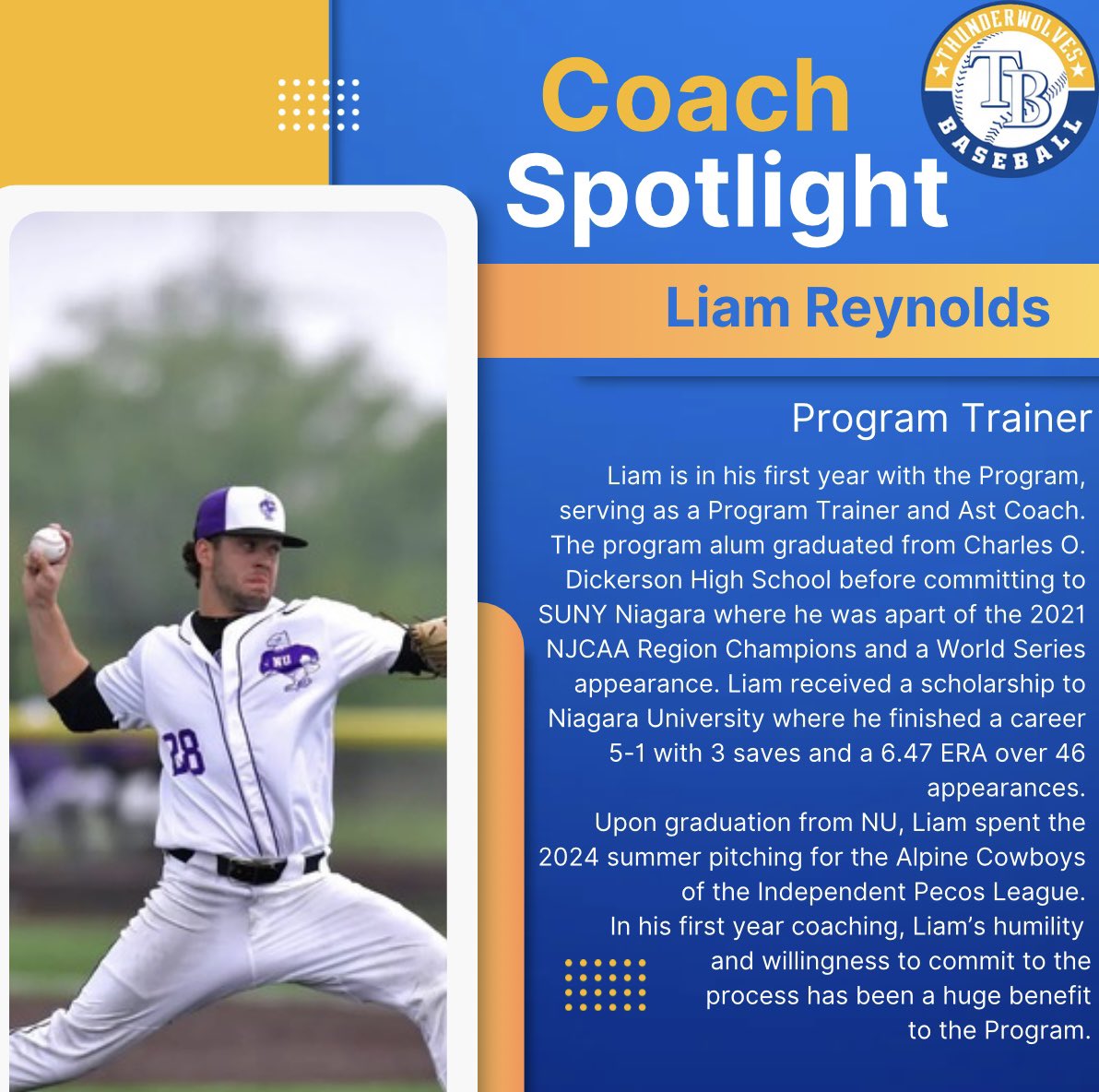⚾️ Coach Spotlight ⚾️

Meet Program Trainer, <a href="/LiamReyn33/">Liam Reynolds</a>