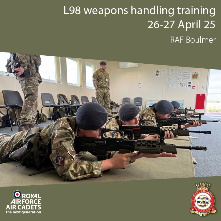 Well done to Cadet McCabe &amp; Vinoy who recently passed their Weapons Handling Test (WHT) on the L98A2!

Joined by our friends from across @DNWaircadets, the weekend involved training and testing at RAF Boulmer.

Huge thanks to the Wing Shooting team for organising!