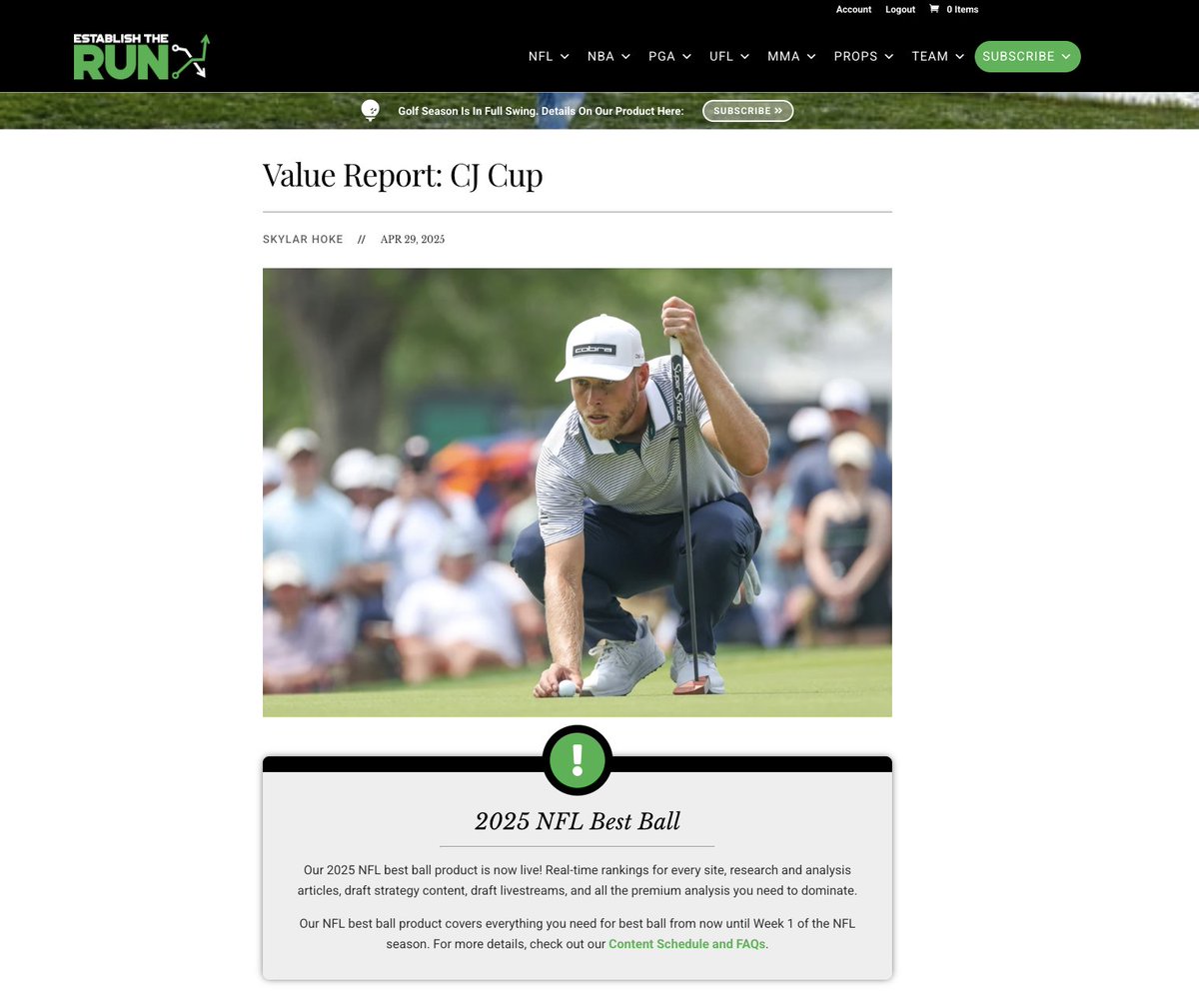 Sky Hook (@skyhookdfs) on Twitter photo Best way to handle a $13,300 Scottie Scheffler at this week's CJ Cup Byron Nelson?
I pick out eight golfers $7,500 and below on <a href="/EstablishTheRun/">Establish The Run</a> that have the ceiling to win this event while still keeping ownership in check for top heavy lineups. Let's take down some GPPs ā³ļø Best way to handle a $13,300 Scottie Scheffler at this week's CJ Cup Byron Nelson?
I pick out eight golfers $7,500 and below on <a href="/EstablishTheRun/">Establish The Run</a> that have the ceiling to win this event while still keeping ownership in check for top heavy lineups. Let's take down some GPPs ā³ļø