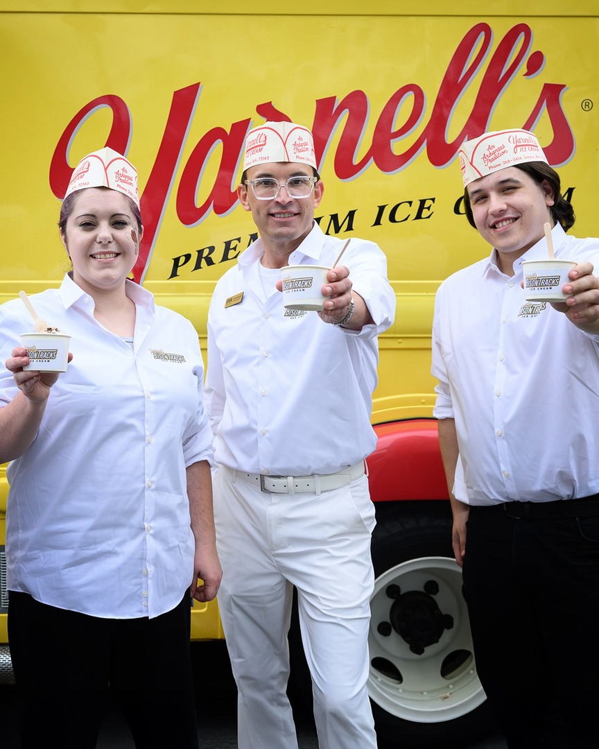 Yarnell's Ice Cream (@yarnells) on Twitter photo Have you herd?? We partnered with <a href="/HardingU/">Harding University</a> to create a flavor all their own. Bison Tracks – our creamy vanilla ice cream with chunks of chewy brownie with a swirl of caramel – is now available exclusively on campus. Students, stampede over to the cafeteria for a scoop! Have you herd?? We partnered with <a href="/HardingU/">Harding University</a> to create a flavor all their own. Bison Tracks – our creamy vanilla ice cream with chunks of chewy brownie with a swirl of caramel – is now available exclusively on campus. Students, stampede over to the cafeteria for a scoop!