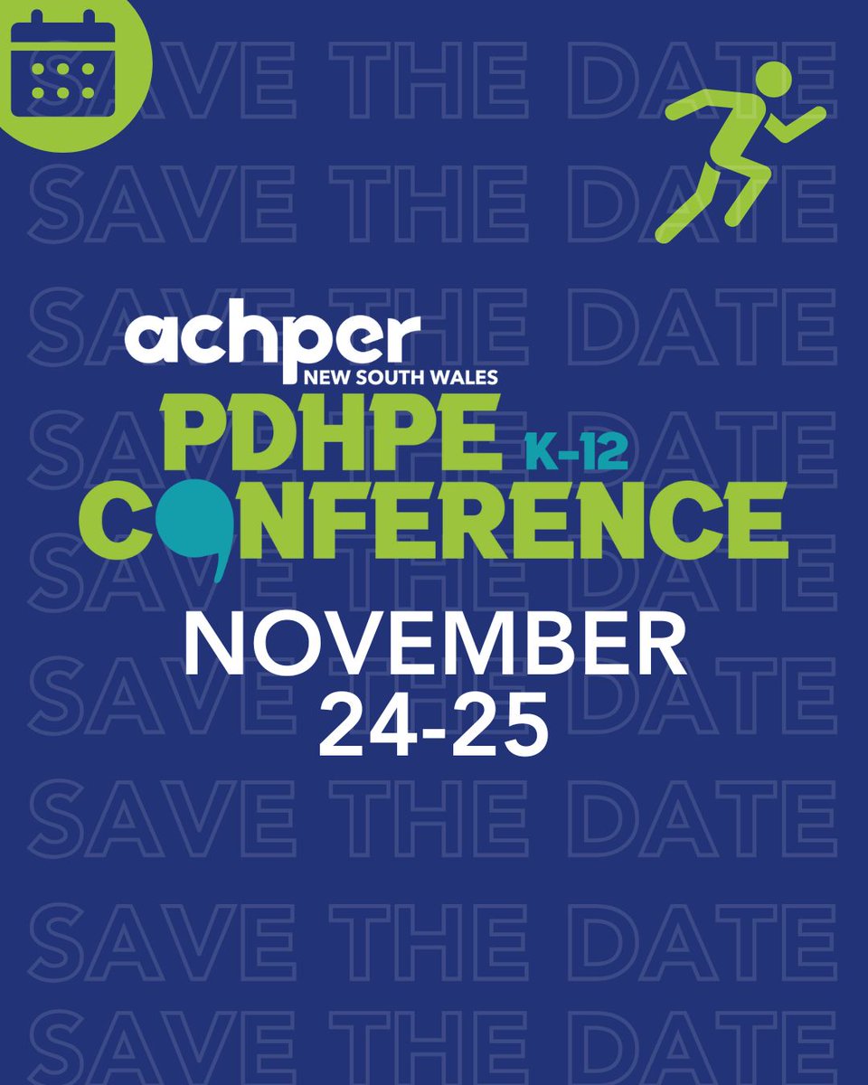 📣 Save the Date – ACHPER NSW K–12 PDHPE Conference | November 2025
We’re excited to announce that our K–12 PDHPE Conference is returning this November—bigger, bolder, and more impactful than ever.

More details to come, but for now—mark it down. You won’t want to miss it.