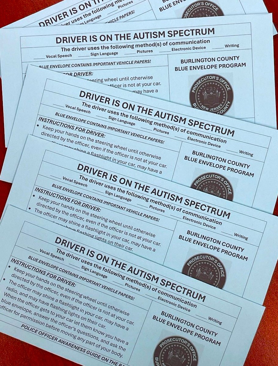 BurlcoPros's tweet photo. Prosecutor LaChia L. Bradshaw  unveiled a program today designed to create a less stressful atmosphere for special needs motorists by improving communication between police and those with Autism Spectrum Disorder during traffic stops. https://t.co/KpY6uPa2cX @MedfordPolice https://t.co/w6VySodVer