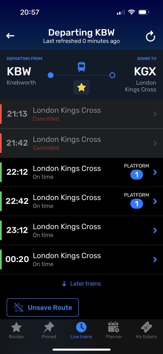 Emmadumpy's tweet photo. Seriously @GNRailUK as usual knebworth is poorly serviced, it’s till running but cancelled after Stevenage, late for work again. https://t.co/PhTBKhVXKm